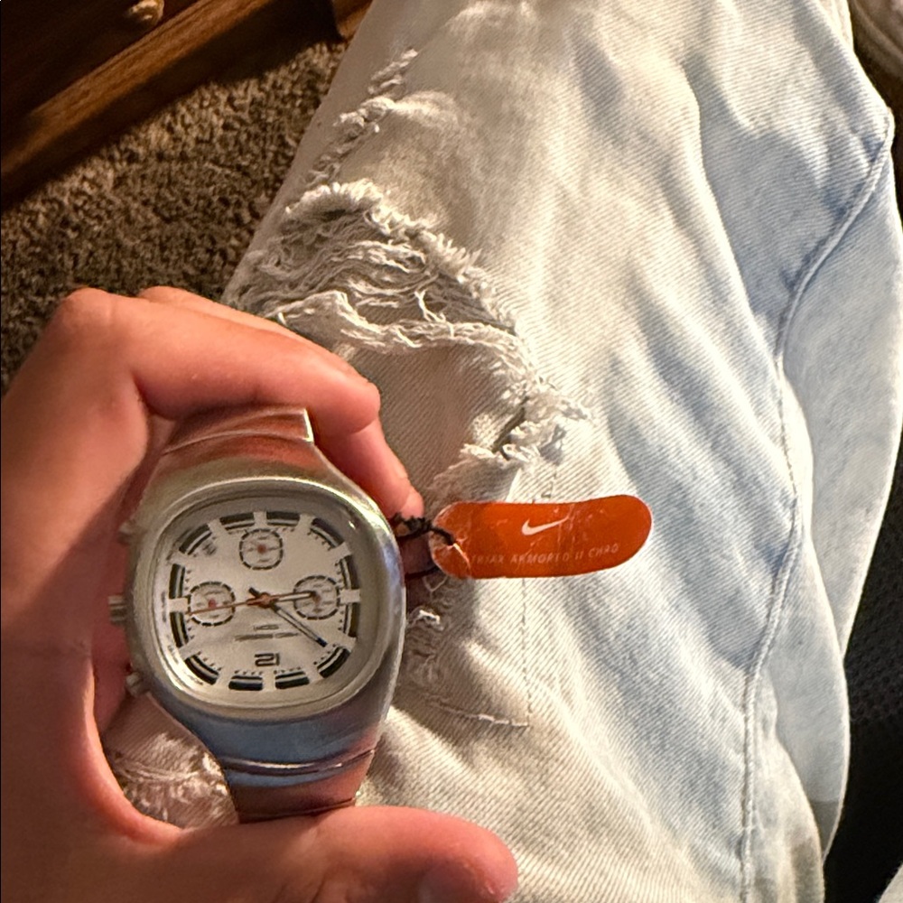 Nike Silver Watch with White Face